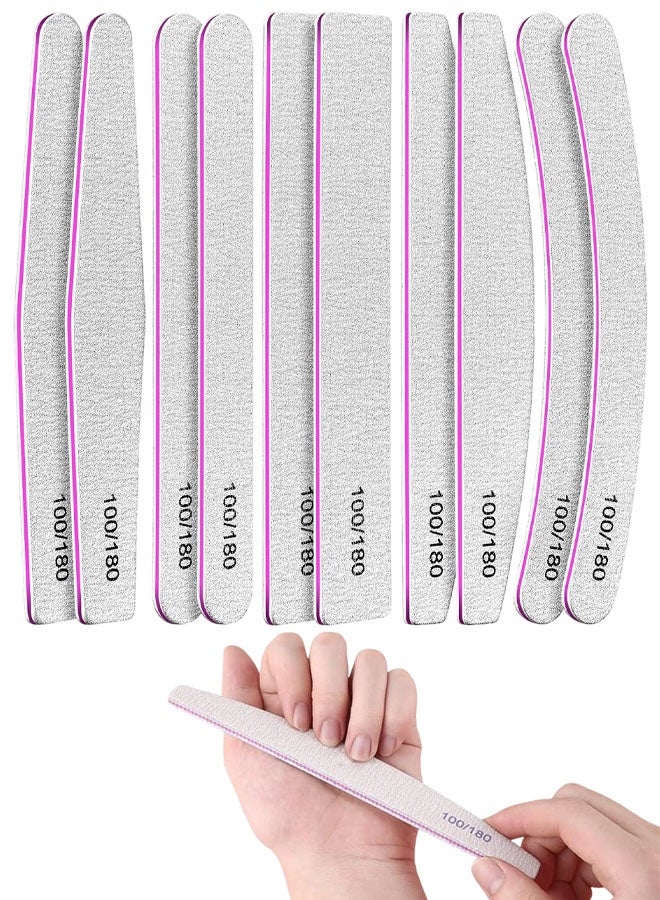 مجموعة مبارد أظافر مكونة من 10 قطع، 5 أشكال مختلفة لمبارد الأظافر الأكريليك والجيل، ألواح صنفرة بدرجة خشونة 100/180، مجموعة مبارد وملمع أظافر - Image 1